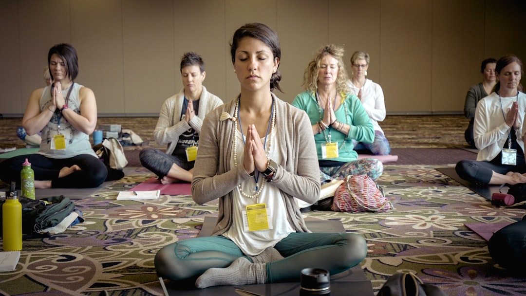 People meditating in nature