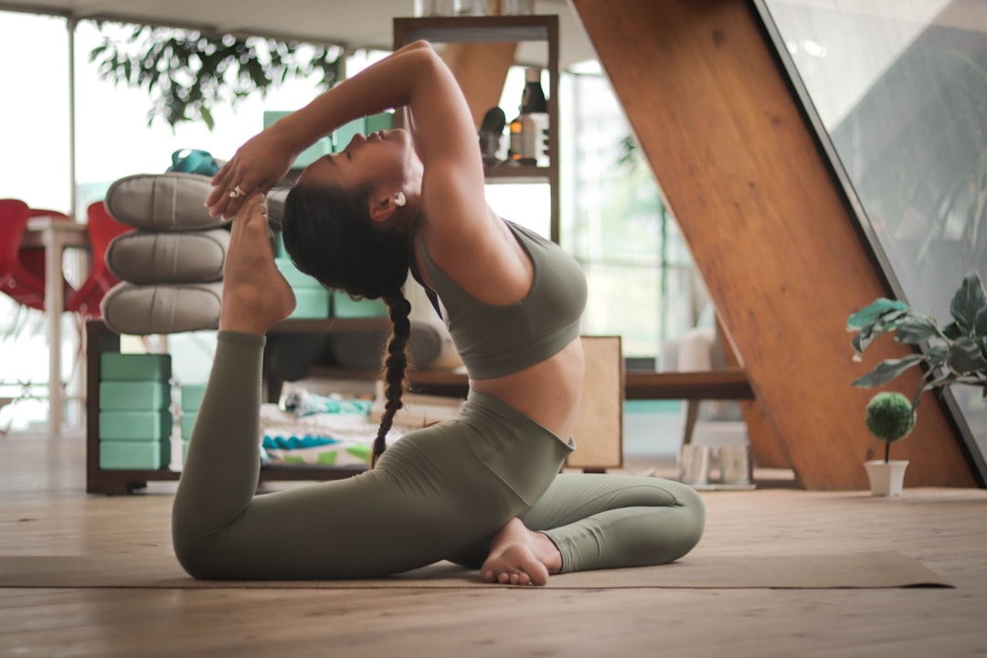 woman practicing mindful yoga